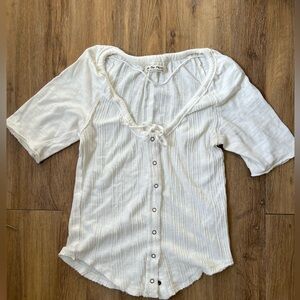 We The Free White Button-Down Women's Top S